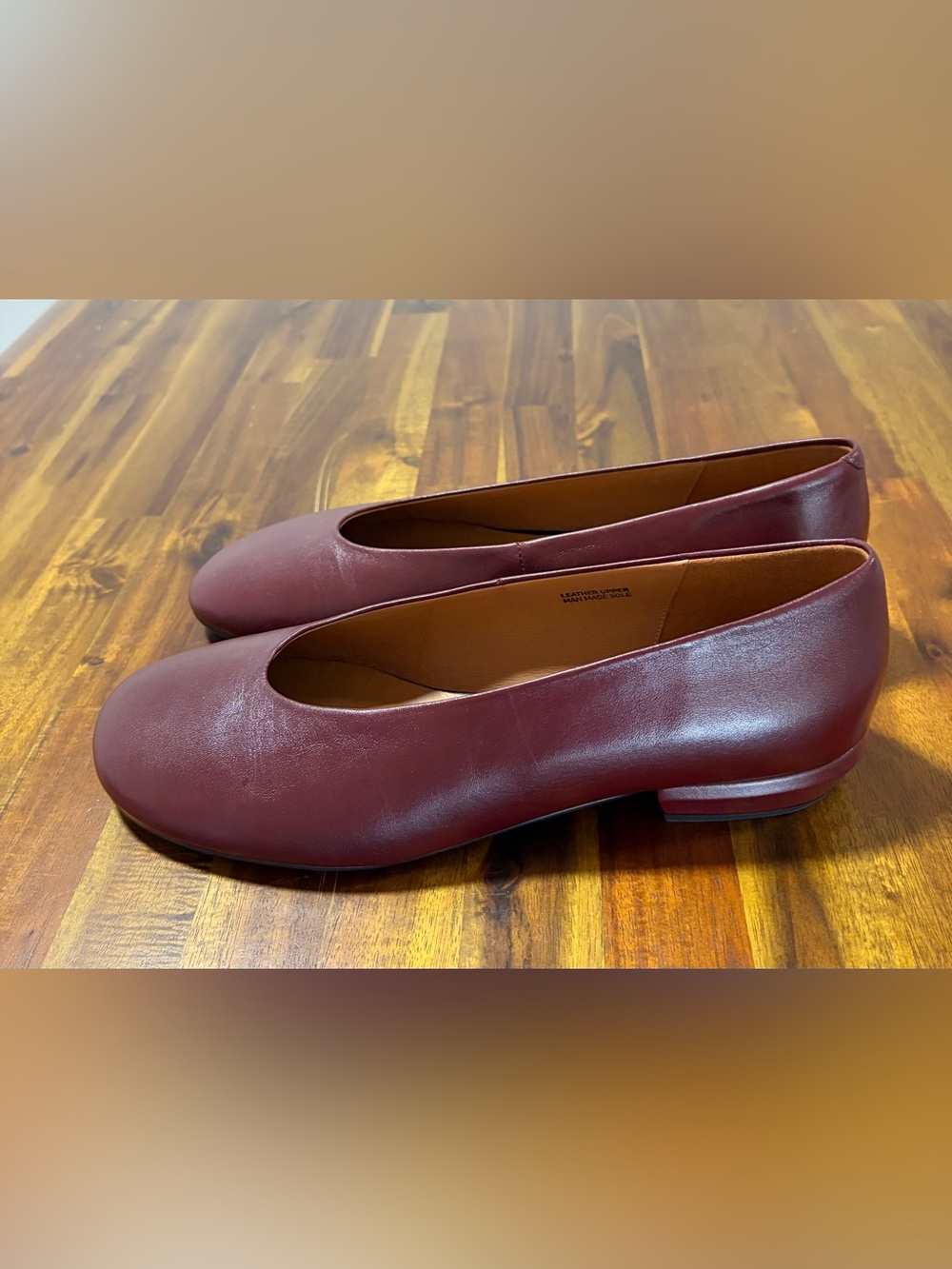 NWT. Burgundy genuine Leather Ballet stylish Flats . Relaxed feet. - Picture 2 of 6